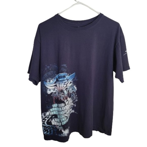 Sea World Sting Ray Roller Coaster Graphic Tee Short Sleeve Black Blue Large - Picture 2 of 14